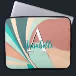 Abstract Retro Modern Peach Rust Teal Monogram Laptop Sleeve<br><div class="desc">This modern abstract laptop sleeve is eye-catching and makes a statement with its retro look of peach,  teal,  aqua,  and clay rust swirls. Add a name and initial to personalize it. Created by Simply Farmhouse Press.</div>
