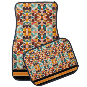 Abstract Retro Modern Squares Collection Car Floor Mat