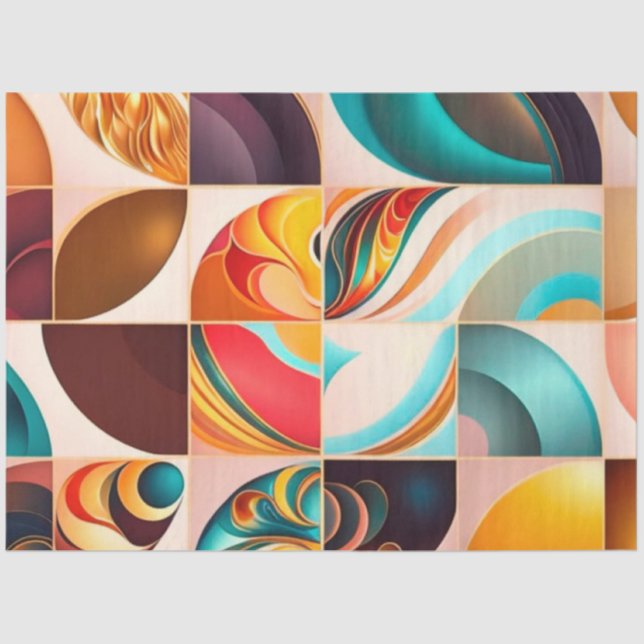 Abstract Retro Modern Squares Collection Tissue Paper (Front)