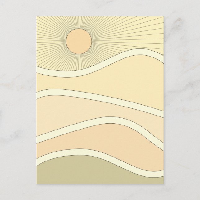 Abstract retro mountains sunset postcard (Front)