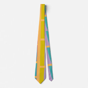  Abstract Retro orange and yellow Textured Stripes Neck Tie