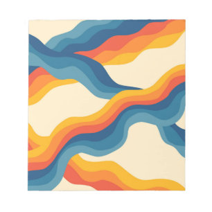 Abstract Retro Orange Blue Wavy Stripe Bold Modern Notepad