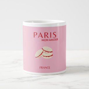 Abstract Retro Pastel Paris Pink ans Pastel Travel Giant Coffee Mug