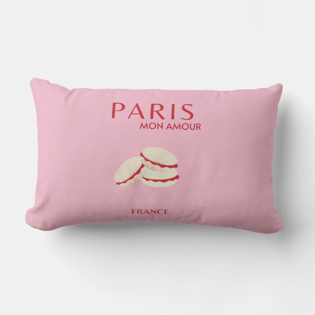Abstract Retro Pastel Paris Pink ans Pastel Travel Lumbar Pillow (Front)