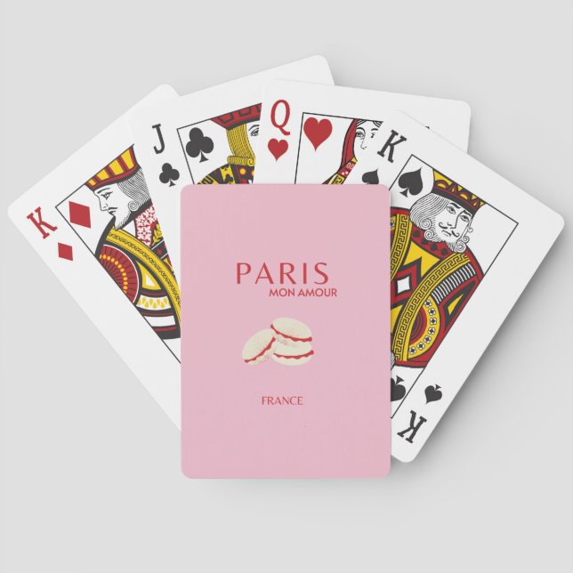 Abstract Retro Pastel Paris Pink ans Pastel Travel Poker Cards (Back)