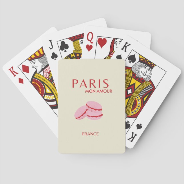 Abstract Retro Pastel Paris Travel Art Poker Cards (Back)