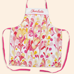 Abstract Retro Pattern Pink Personalized Apron