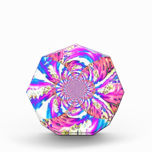 Abstract retro pink floral mandala pink orchids award