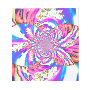 Abstract retro pink floral mandala pink orchids notepad