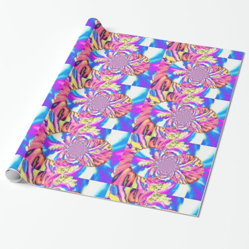 Abstract retro pink floral mandala pink orchids wrapping paper