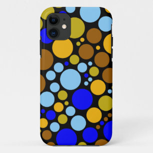 Abstract Retro Polka Dots   Yellow Blue Aqua iPhone 11 Case