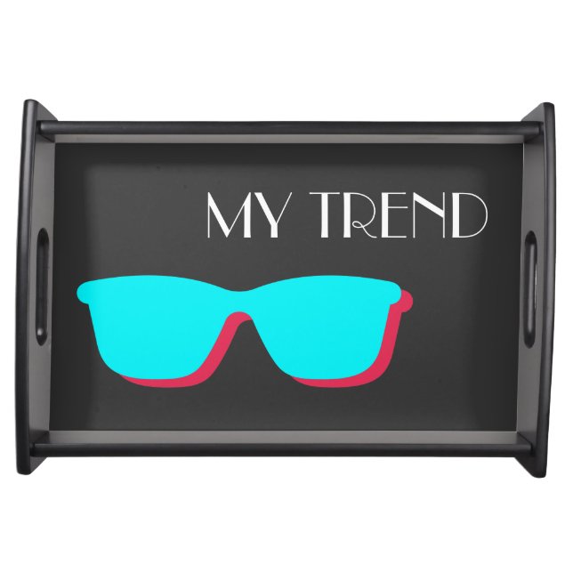 Abstract Retro Pop Art - Turquoise & Pink Glasses Serving Tray (Front)