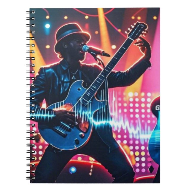 Abstract retro pop musical instruments notebook (Front)