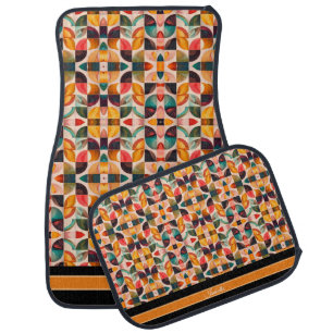 Abstract Retro Popular Squares Collection Car Floor Mat
