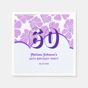 Abstract Retro Purple Chamomile Flower Birthday Napkins