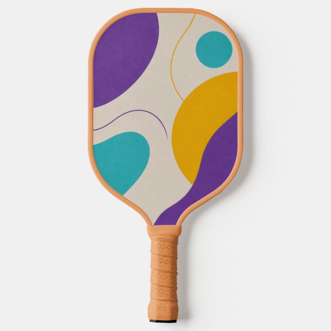 Abstract Retro Shape Colorful Pickleball Paddle  (Back)