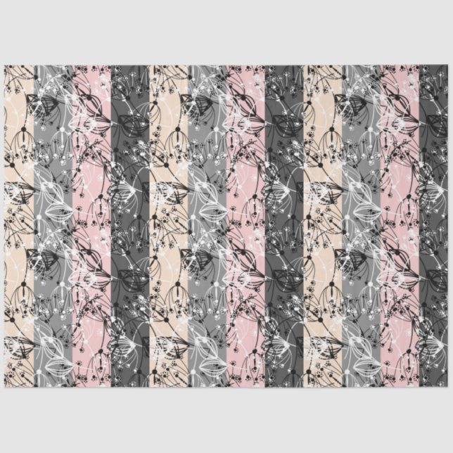 Abstract retro small flowers floral leaves branch tissue paper (Front)