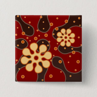 Abstract Retro Snowflakes Greeting Card in Red Pinback Button