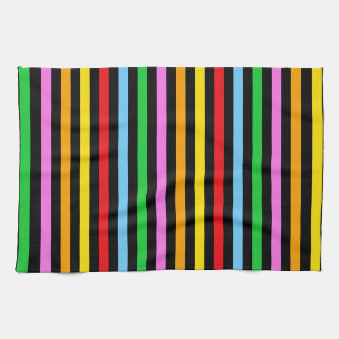 Abstract Retro Stripes Lines Red Blue Green Pink Kitchen Towel