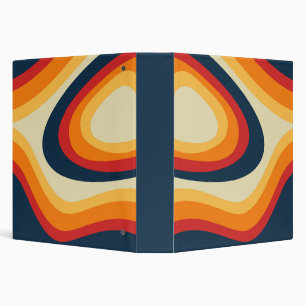 Abstract retro style waves design 3 ring binder