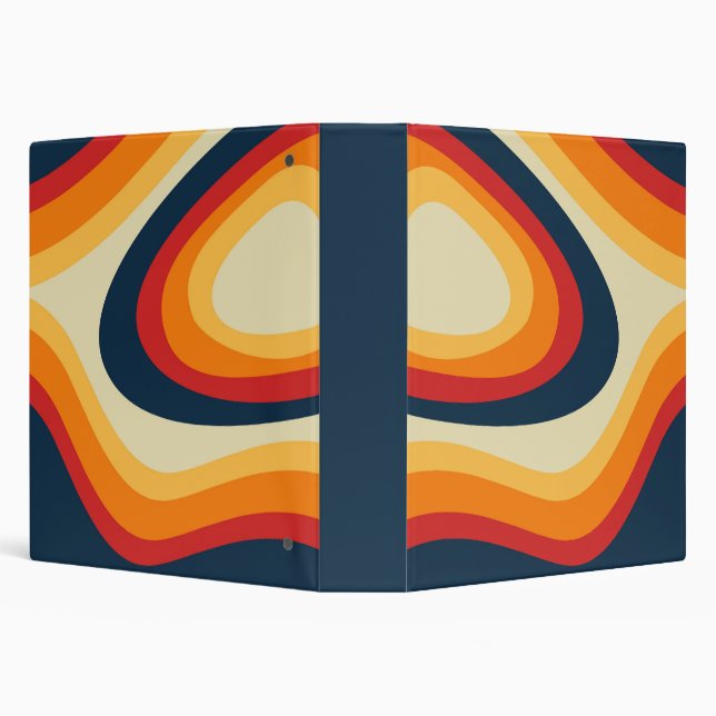 Abstract retro style waves design 3 ring binder (Background)