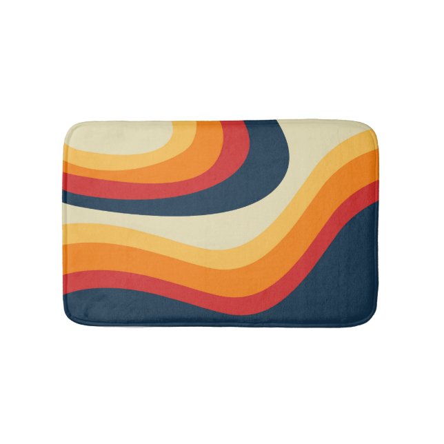 Abstract retro style waves design bath mat (Front)