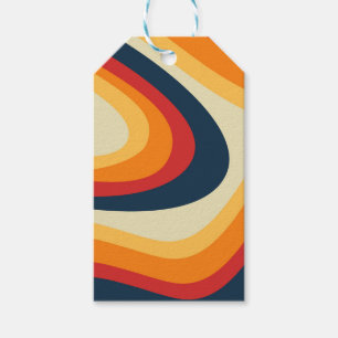 Abstract retro style waves design gift tags