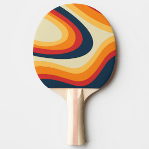 Abstract retro style waves design ping pong paddle