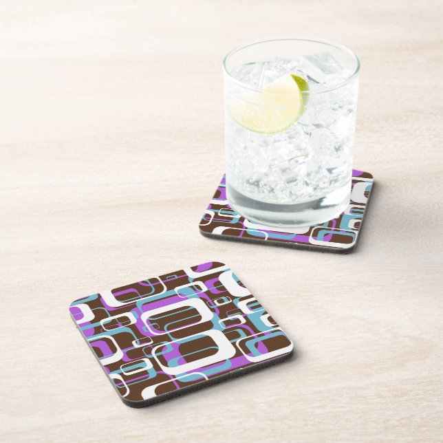 Abstract Retro Swinging 60s Geometric Pattern Beverage Coaster (Right Side)