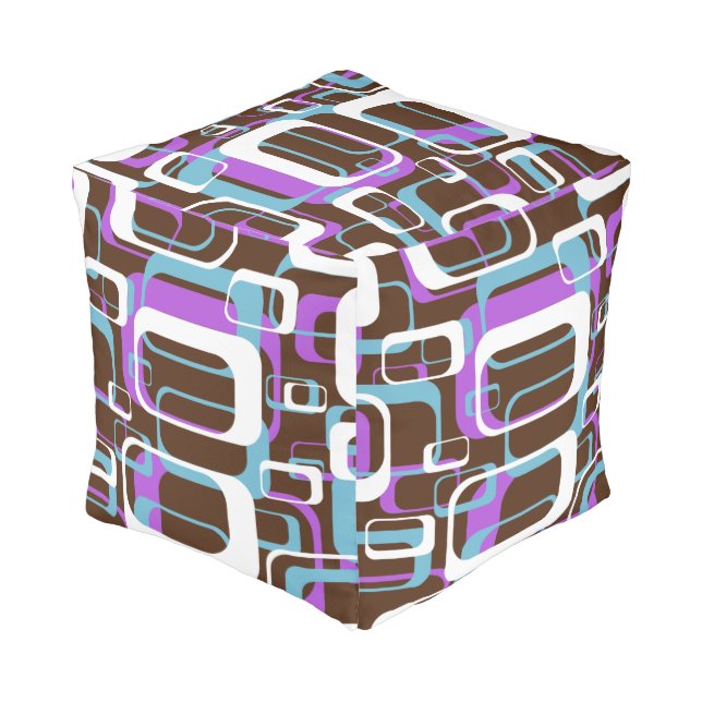 Abstract Retro Swinging 60s Geometric Pattern Pouf (Angled Back)