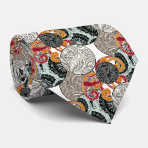 Abstract Retro Swirl Pattern Neck Tie