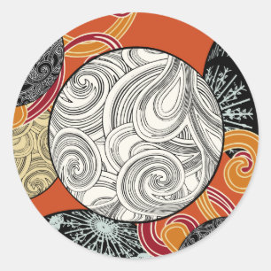 Abstract Retro Swirl Pattern with Japanese Vibes Classic Round Sticker