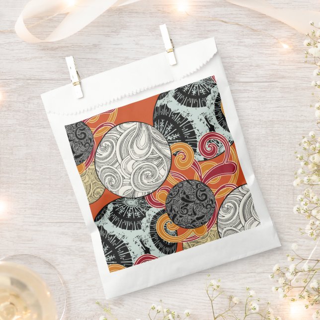Abstract Retro Swirl Pattern with Japanese Vibes Favor Bag (Clipped)