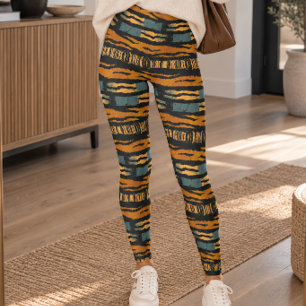 Abstract Retro Tiger Print Leggings