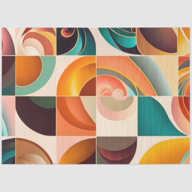 Abstract Retro Trendy Squares Collection Tissue Paper (Front)