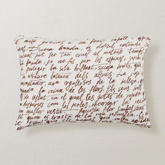 Abstract retro unreadable brown ink-written text.  accent pillow (Front)