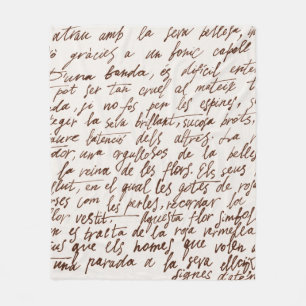 Abstract retro unreadable brown ink-written text. fleece blanket