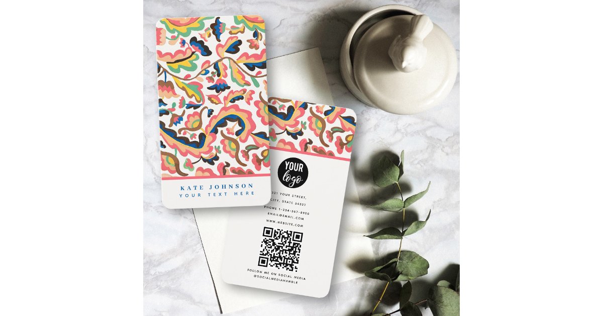 Retro Qr Code Abstract Retro Vintage Social Media QR Code Logo Business Card | Zazzle