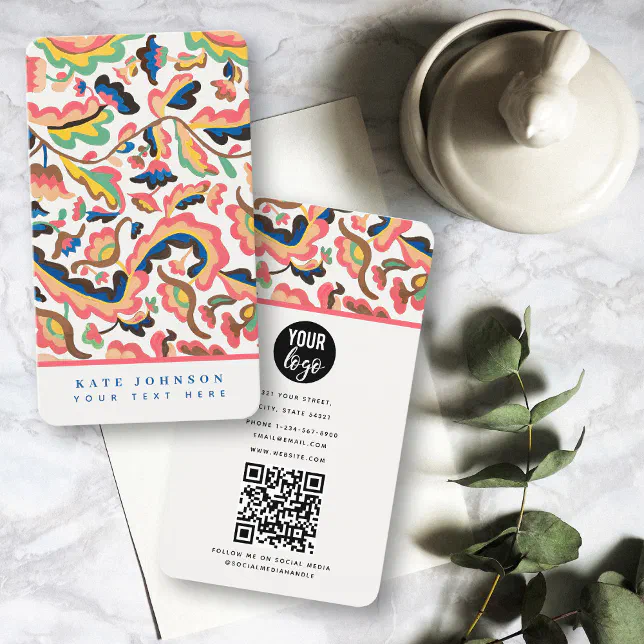 Retro Qr Code Abstract Retro Vintage Social Media QR Code Logo Business Card | Zazzle