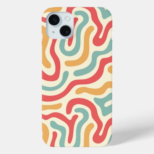 Abstract Retro Wavy Seamless Patterns iPhone 15 Plus Case