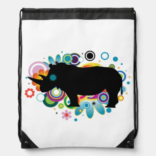 Abstract Rhino Drawstring Backpack