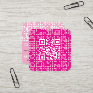 abstract ribbon grid custom modern square business card