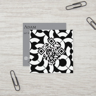 abstract ribbon grid custom modern square business card