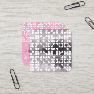 abstract ribbon grid custom modern square business card