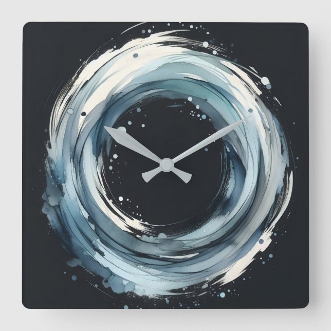 abstract ring in watercolor style square wall clock (Front)