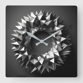 abstract ring with irregular pyramides square wall clock