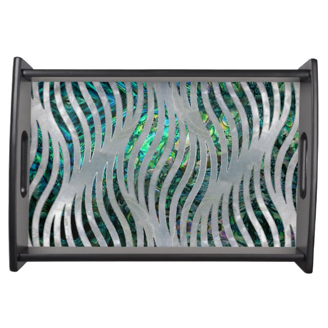 Abstract Ripple  Abalone and Mother of pearl Serving Tray (Front)