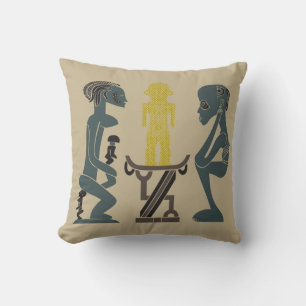 Abstract Ritual Scene African Tribal art Throw Pillow