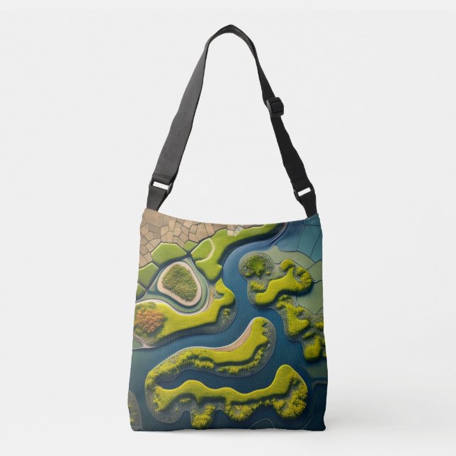 Abstract River Estuary Crossbody Bag (Front)