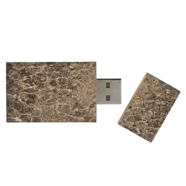 Abstract River Water Ripples Wood USB Flash Drive (Opened)